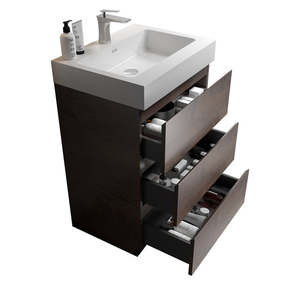 English Elm Alice 24" Walnut Bathroom Vanity With One-Piece Sink, Ample Storage & Soft-Close Drawers, Eco-Friendly W1865S00019