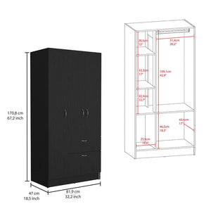 English Elm 2-Piece Bedroom Set: Stylish Wenge & Pine Armoire With Dresser For Chic, Organized Spaces B062S00226