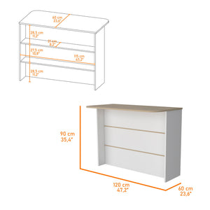 English Elm White 3-Tier Kitchen Island with Light Pine Accents — Spacious Prep Surface, Durable Manufactured Wood, Stylish Storage B062S00215