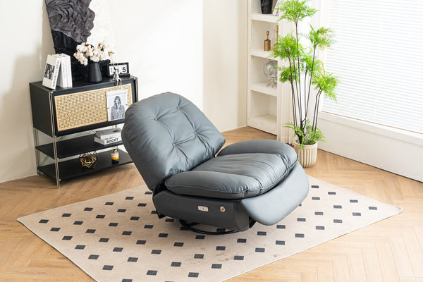 English Elm Power Recliner 270° Swivel Glider with Bluetooth Speakers, USB Charger, Phone Holder & Snack Storage DARK GREY W1752106963
