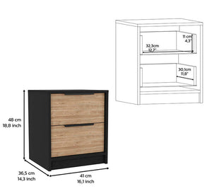 English Elm 3-Piece Bedroom Set: Stylish Wenge & Pine Dresser With Two Nightstands For Organized Living Space B062S00220