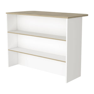 English Elm White 3-Tier Kitchen Island with Light Pine Accents — Spacious Prep Surface, Durable Manufactured Wood, Stylish Storage B062S00215