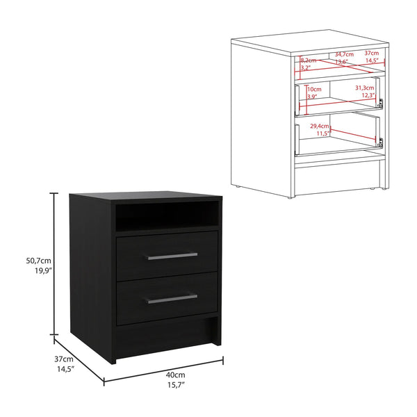English Elm 2-Piece Modern Bedroom Set With Nightstand & Dresser In Stylish Wenge And Light Oak Finish B062S00221