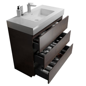 English Elm Alice 36" Walnut Bathroom Vanity With Large Storage, Modern Design, Soft-Close Drawers & Pre-Assembled W1865S00021