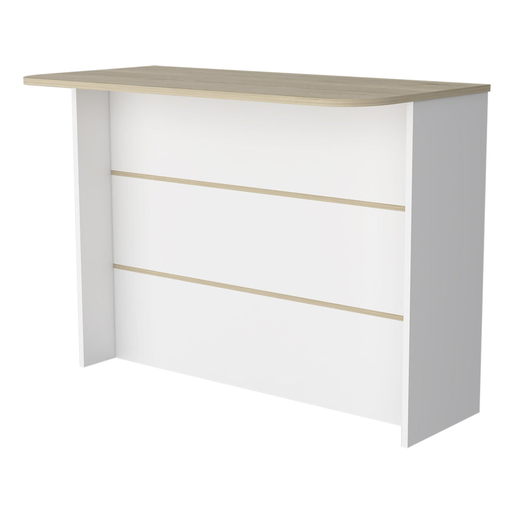 English Elm White 3-Tier Kitchen Island with Light Pine Accents — Spacious Prep Surface, Durable Manufactured Wood, Stylish Storage B062S00215