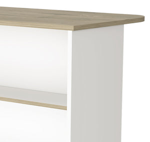 English Elm White 3-Tier Kitchen Island with Light Pine Accents — Spacious Prep Surface, Durable Manufactured Wood, Stylish Storage B062S00215