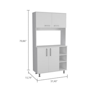English Elm White 2-Piece Kitchen Set: Elegant Island & Pantry Cabinet For Stylish Organization & Prep Space B062S00230-GIGA