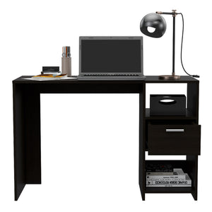 English Elm Wenge Writing Desk with 2 Open Shelves & Single Drawer — Compact 43.3" Home Office Workspace, Easy Assembly B062111636