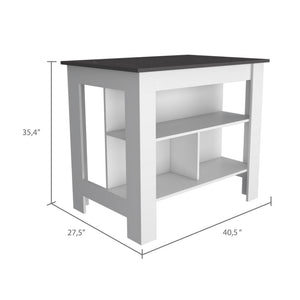 English Elm Marston 2-Piece Kitchen Set with Island & Pantry Cabinet, White & Onyx, Spacious Countertops and Ample Storage B062S00238