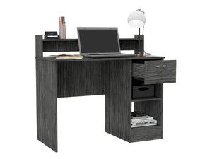English Elm Portland Smokey Oak Writing Desk with Hutch, 1 Drawer & 2 Shelves for Organized Home Office Charm B062111634