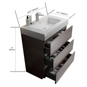 English Elm Alice 30" Freestanding Walnut Bathroom Vanity With Large Storage & Glossy White Sink For Modern Spaces W1865S00020