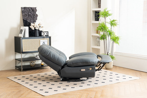 English Elm Power Recliner 270° Swivel Glider with Bluetooth Speakers, USB Charger, Phone Holder & Snack Storage DARK GREY W1752106963