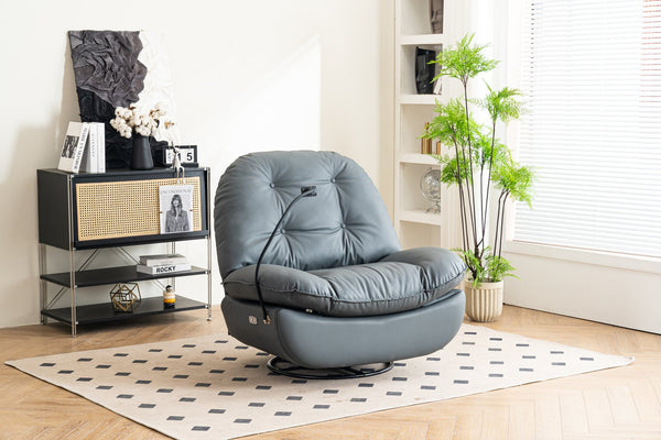 English Elm Power Recliner 270° Swivel Glider with Bluetooth Speakers, USB Charger, Phone Holder & Snack Storage DARK GREY W1752106963