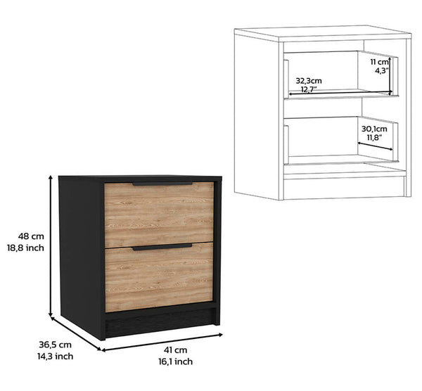 English Elm 2-Piece Elegant Bedroom Set With Nightstand & Dresser In Wenge, Pine, And Light Oak Finish B062S00223