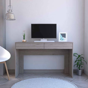 English Elm Meridian Modern 2-Drawer Writing Desk Light Gray – Compact Spacious Surface, Organized Storage, Stylish Workspace B062111627