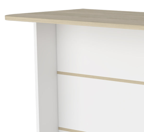 English Elm White 3-Tier Kitchen Island with Light Pine Accents — Spacious Prep Surface, Durable Manufactured Wood, Stylish Storage B062S00215