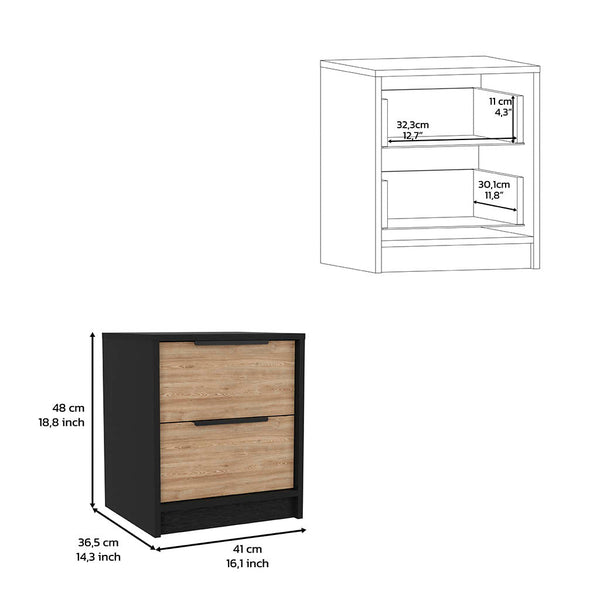 English Elm 3-Piece Bedroom Set: Stylish Wenge & Pine Nightstands And Dresser With Ample Storage & Functionality B062S00227