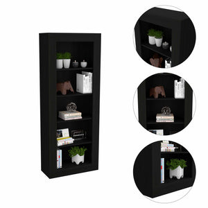 English Elm 5-Shelf Bookcase Wenge – Contemporary 5-Tier Open Shelf Organizer, Space-Saving Display Unit for Books and Decor (70.35" H) B062S00217