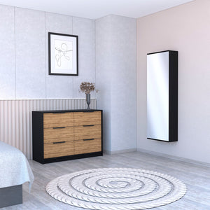 English Elm 2-Piece Bedroom Set: Stylish Wall-Mounted Shoe Rack & Dresser In Wenge And Pine For Space-Saving Elegance B062S00222