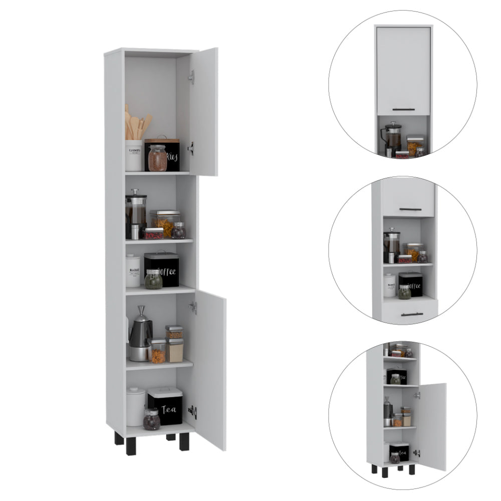 English Elm Marston 2-Piece Kitchen Set with Island & Pantry Cabinet, White & Onyx, Spacious Countertops and Ample Storage B062S00238