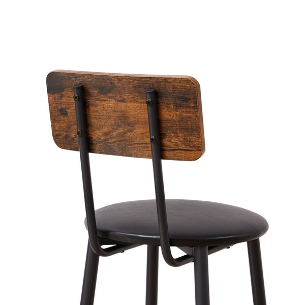 English Elm Bar Table Set with 2 Bar Stools PU Cushioned Backrests Space-Saving Vintage Woodgrain Top Enduring Stability and Comfort Rustic Brown W1162104643