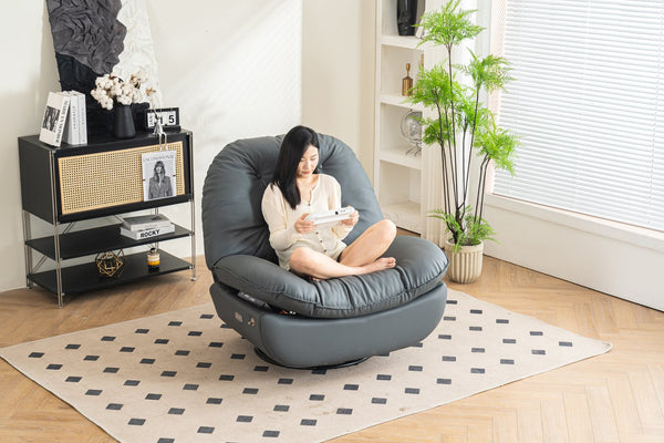 English Elm Power Recliner 270° Swivel Glider with Bluetooth Speakers, USB Charger, Phone Holder & Snack Storage DARK GREY W1752106963
