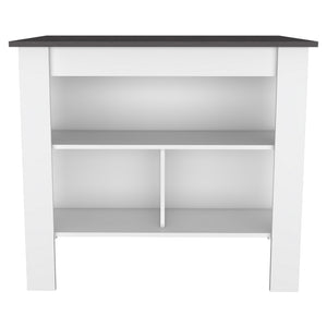 English Elm Marston 2-Piece Kitchen Set with Island & Pantry Cabinet, White & Onyx, Spacious Countertops and Ample Storage B062S00238
