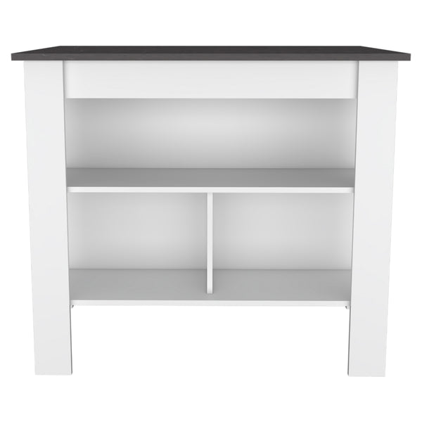 English Elm Marston 2-Piece Kitchen Set with Island & Pantry Cabinet, White & Onyx, Spacious Countertops and Ample Storage B062S00238