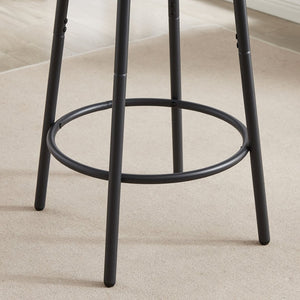 English Elm Round Bar Table Set with Two Pu Leather Stools Steel Frame Kitchen Pub Dining Grey W1162101846