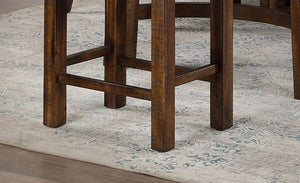 English Elm Set of 2 Rustic Oak Slat Back Counter Stools with Welt Trimmed Cushioned Seats B011111840