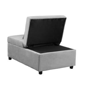 English Elm Folding Ottoman Sofa Bed Gray Upholstered Convertible Sleeper for Studio or Guest Room W214104023