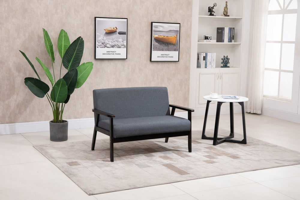 English Elm Bahamas Compact Loveseat with Espresso Wood Frame and Sophisticated Gray Upholstery B06178458