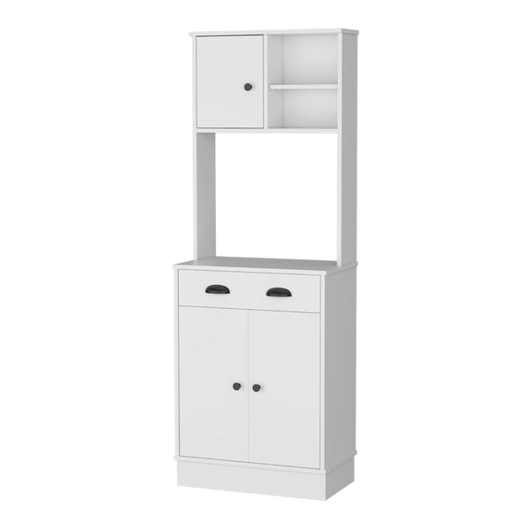 English Elm Palmer 2-Door Kitchen Cabinet With Microwave Shelf & Open Storage - Stylish White Pantry Solution B062111740-GIGA