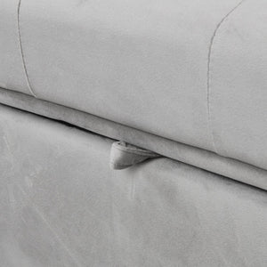 English Elm Folding Ottoman Sofa Bed Gray Upholstered Convertible Sleeper for Studio or Guest Room W214104023