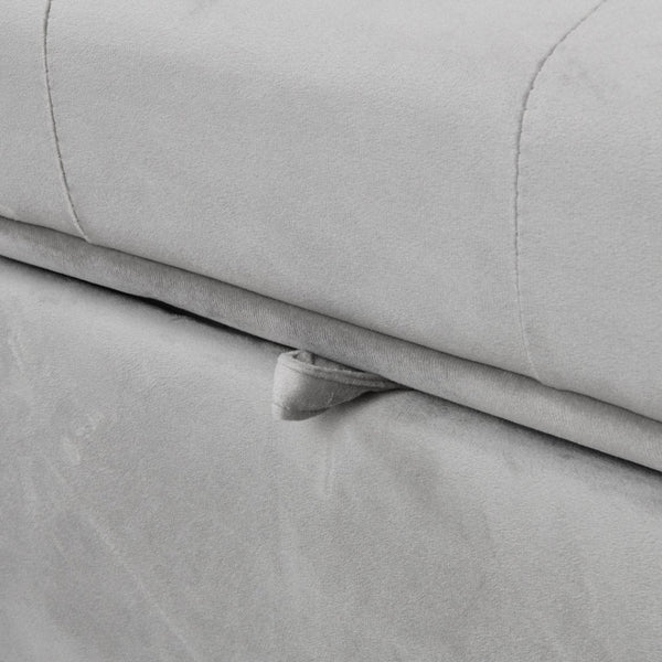 English Elm Folding Ottoman Sofa Bed Gray Upholstered Convertible Sleeper for Studio or Guest Room W214104023