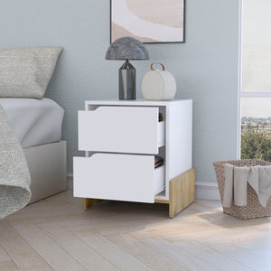 English Elm Ralston 2-Drawer Nightstand In White and Macadamia