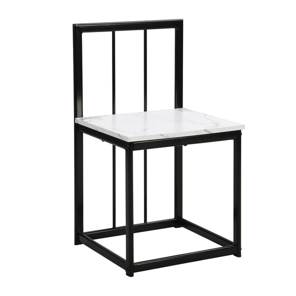 English Elm Topmax Seven Piece Faux Marble Dining Set Iron Frame Seats Six Compact Modern Kitchen N717S000017B