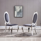 Velvet Dining Chair with Oval Backrest Set Of 2, Stainless Steel Legs