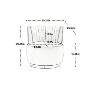 English Elm 360 Swivel Barrel Chair Plush Velvet Accent Sofa with High-Density Foam, Sturdy Frame, 300lb Capacity for Living Room Gray W395102772