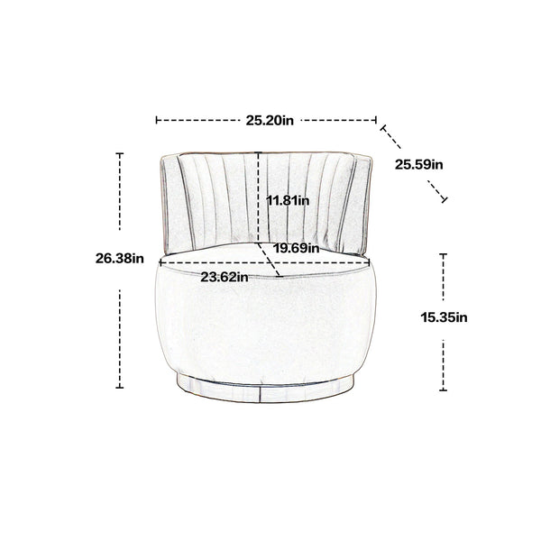 English Elm 360 Swivel Barrel Chair Plush Velvet Accent Sofa with High-Density Foam, Sturdy Frame, 300lb Capacity for Living Room Gray W395102772