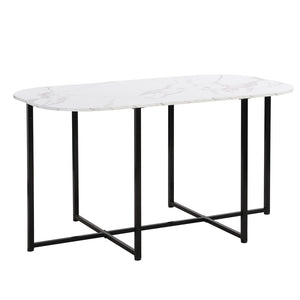 English Elm Topmax Seven Piece Faux Marble Dining Set Iron Frame Seats Six Compact Modern Kitchen N717S000017B
