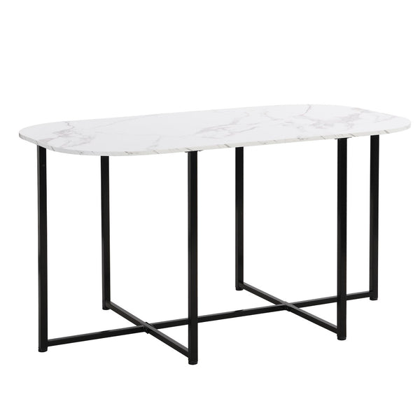 English Elm Topmax Seven Piece Faux Marble Dining Set Iron Frame Seats Six Compact Modern Kitchen N717S000017B