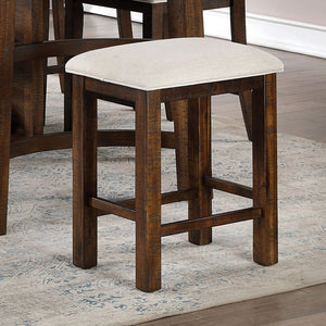 English Elm Set of 2 Rustic Oak Slat Back Counter Stools with Welt Trimmed Cushioned Seats B011111840