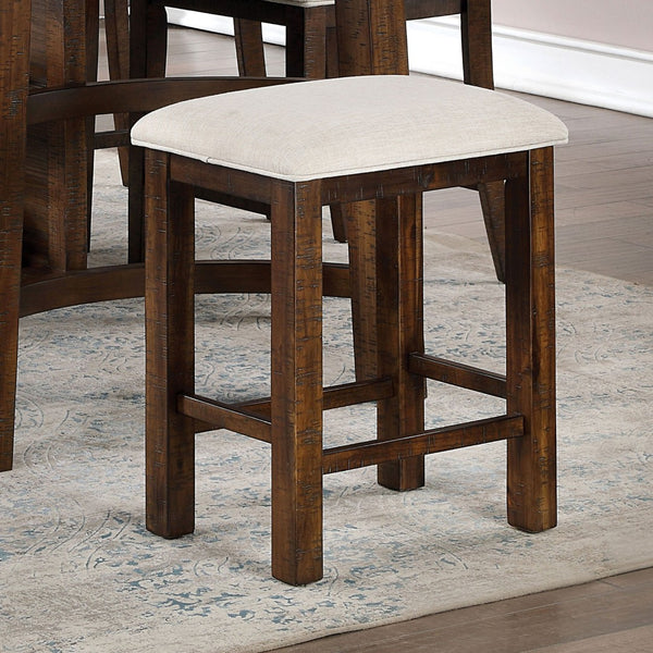 English Elm Set of 2 Rustic Oak Slat Back Counter Stools with Welt Trimmed Cushioned Seats B011111840