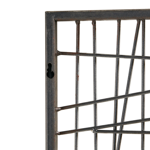 English Elm Distressed Black Metal Wall Decor by INK+IVY — 35.4" Industrial Iron Black Wire Grid Art for Living Room B03596592