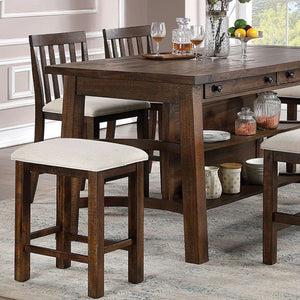 English Elm Set of 2 Rustic Oak Slat Back Counter Stools with Welt Trimmed Cushioned Seats B011111840