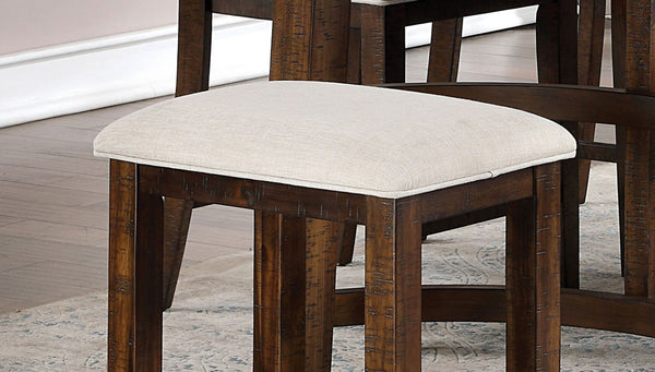 English Elm Set of 2 Rustic Oak Slat Back Counter Stools with Welt Trimmed Cushioned Seats B011111840