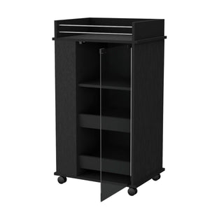 English Elm Glass Glass Door Bar Cart Wenge with 2-Bottle Shelf, 3 Shelves & Smooth Casters for Stylish Entertaining B062111724