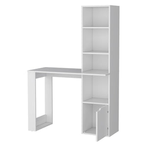 English Elm White Transitional Kitchen Island with 3 Shelves, Black Wengue & Light Oak Finish, Prep Space & Storage B062111728