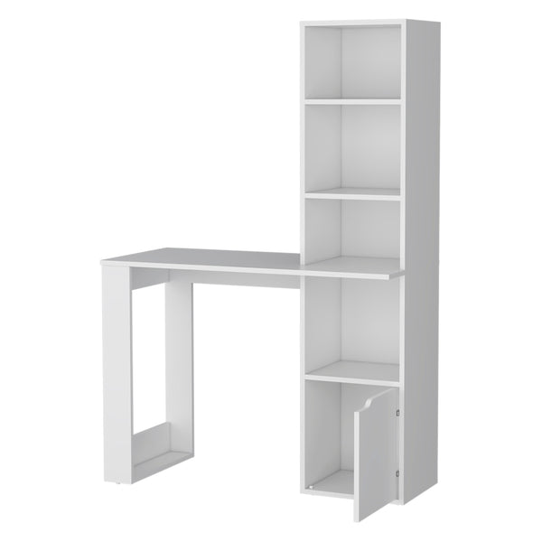 English Elm White Transitional Kitchen Island with 3 Shelves, Black Wengue & Light Oak Finish, Prep Space & Storage B062111728